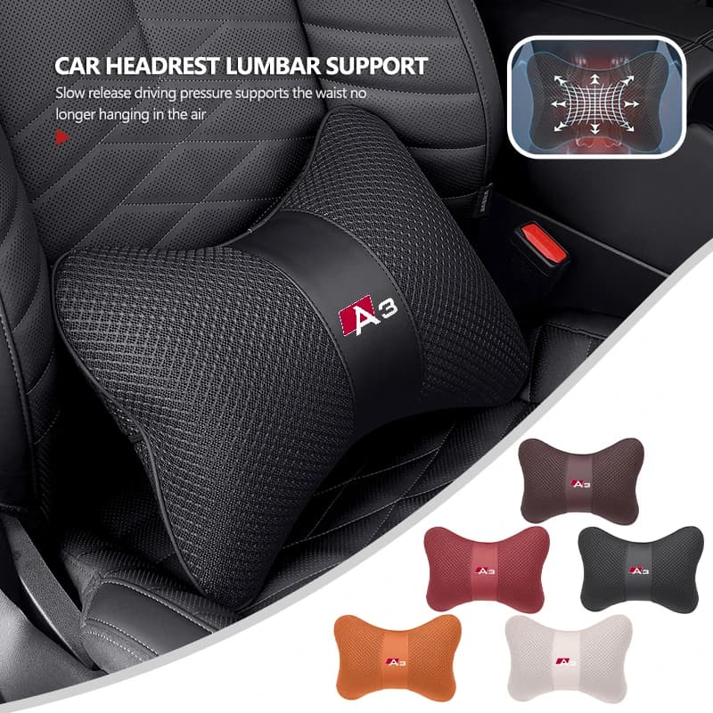 Car Safety Headrest Neck Pillow Auto Seat Lumbar Support Cushion For Audi A1 A3 A4 A5 A6 A7 A8 Q2 Q3 Q5 Q7 Q8 TT QS5 B6 B7 B8