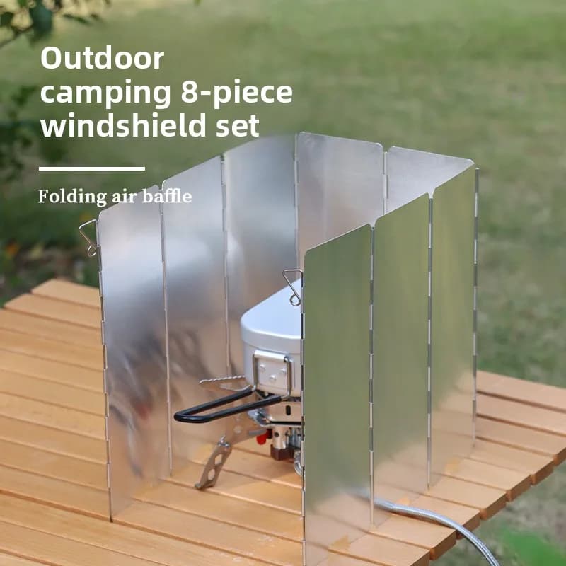 Ultra Light Aluminum Alloy Folding Wind Shield, Outdoor Camping Stove Wind Deflector with Latch, Portable Camping Cooking Gear