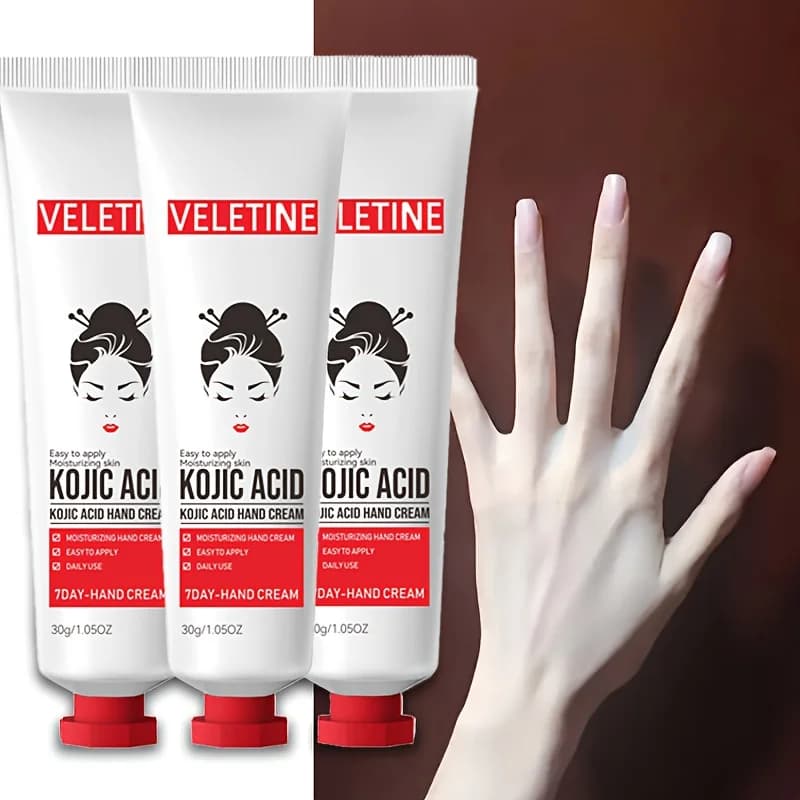 3‑Pack Velvetine Kojic Acid Hand Cream, Moisturizing & Whitening Hydrating Hand Cream, Fast‑Absorbing, Non‑Greasy Hand Skin Care