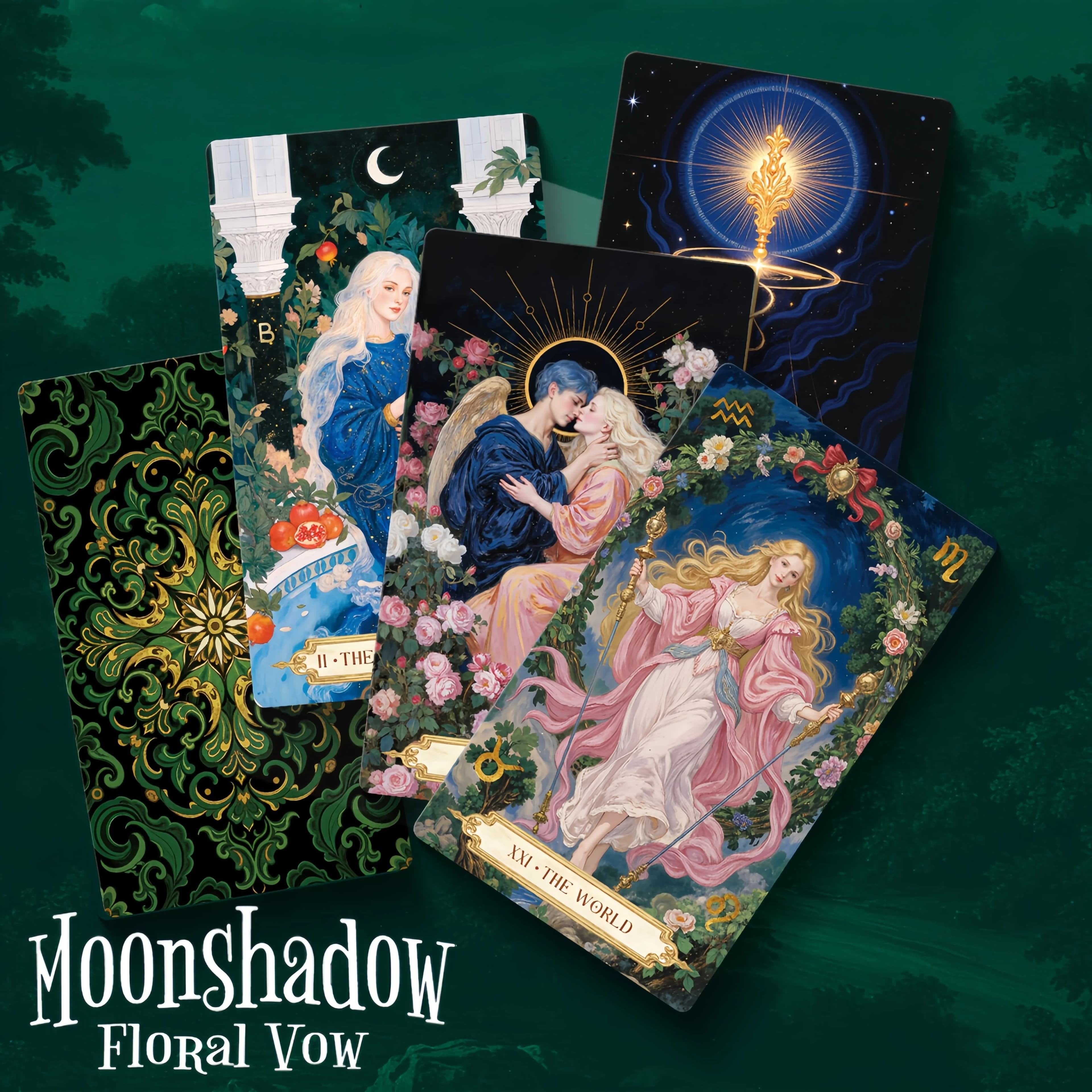 Nuovo originale autentico High Priestess esclusivo Moonshadow Floral Vow Tarocchi Carte 12x7 cm Oracle Rider Waite Lusso Professionale