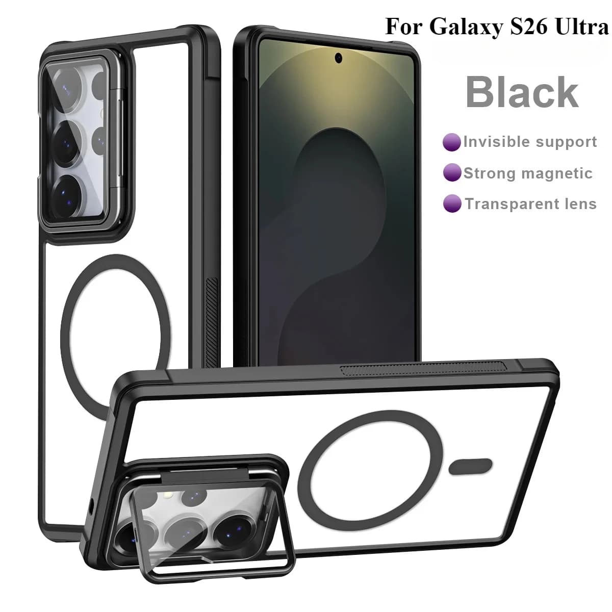 Custodia Magnetica MagSafe per Samsung Galaxy S26 S25 Ultra S24 Plus S20 S21 S23 S24 S25 FE con Protezione Fotocamera e Supporto