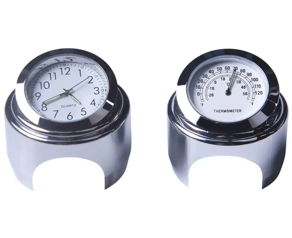 2 pz 22-25mm Moto Manubrio Orologio Termometro Luminoso Quadrante Impermeabile Moto Manubrio Montaggio Per Yamaha Kawasaki Ecc
