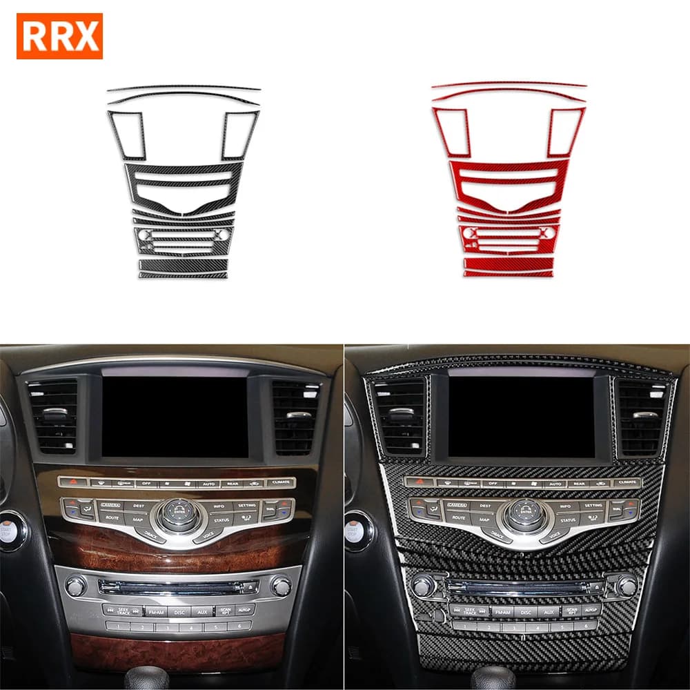 For Infiniti JX 2013 QX60 2014 2015 2016 Navigation Radio Air Conditioning Control Air Outlet Panel Carbon Fiber Sticker