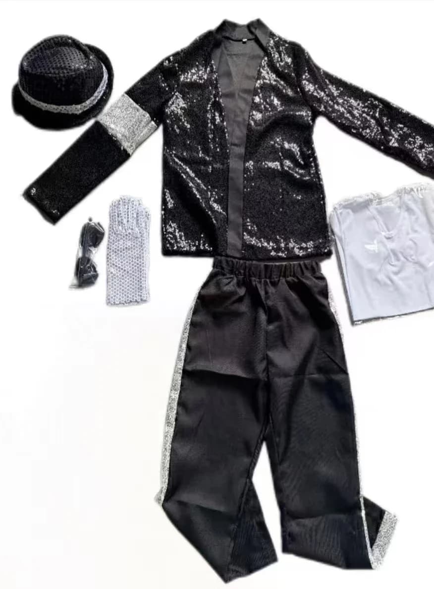 Adult Women Men Pop Star Michael Jackson Cosplay Costume Wig Halloween Stage Performance Hip Hop Dance Family Clothing 80s