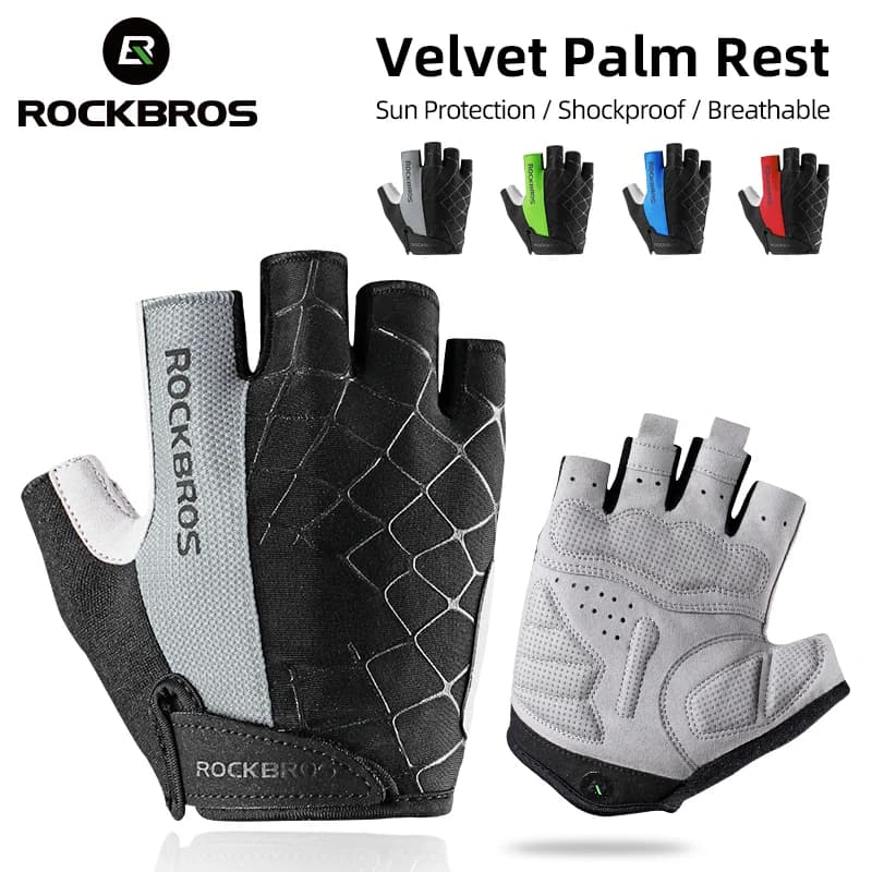 ROCKBROS Guanti da ciclismo Mezze dita Estate Uomo Donna Guanti da bici da strada MTB Attrezzatura da ciclismo per bicicletta traspirante antiurto