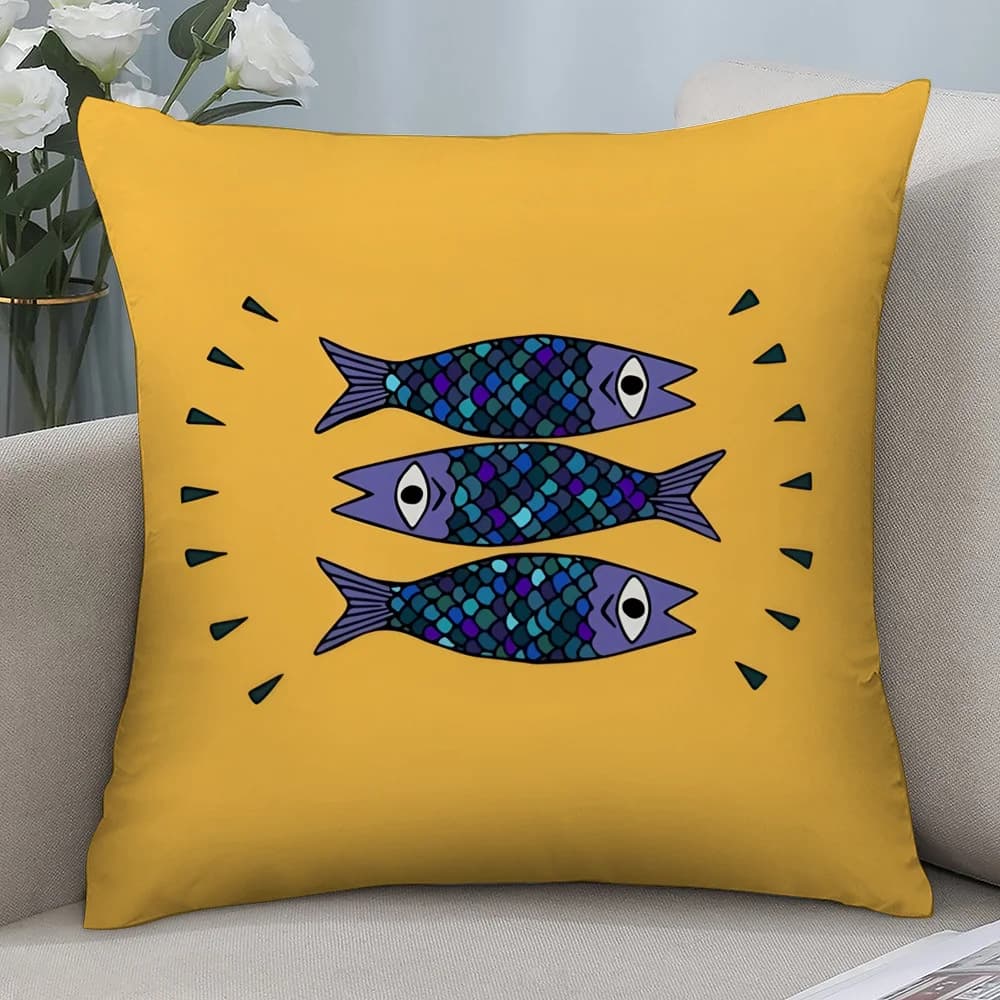 Sardines Art Pillow Case Short Plush Pillow Covers Sofa Decorative Gift Home Printing Cushion Cover