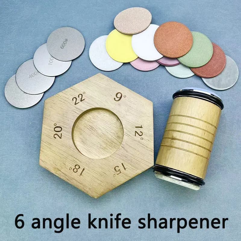 Magnetic Rolling Knife Sharpener Diamond Sharpening Stone Wood Kitchen Grinding System 6 Angle Roller Accessory
