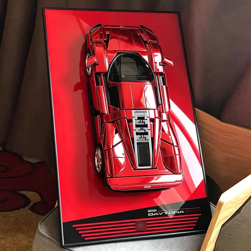 Wall‑Mount Frame Background Display Rack Compatible with LEGO 42143 Ferrari SP3 Technic Sports‑Car Building‑Block Set
