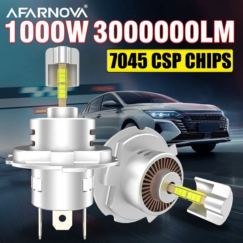 360 H4 Lampadine per fari a LED 3000000LM 1000W Mini 6 Lati 9588 CSP Chip 3D H7 Faro per auto Auto Diodo Turbo Ventola per lente del proiettore