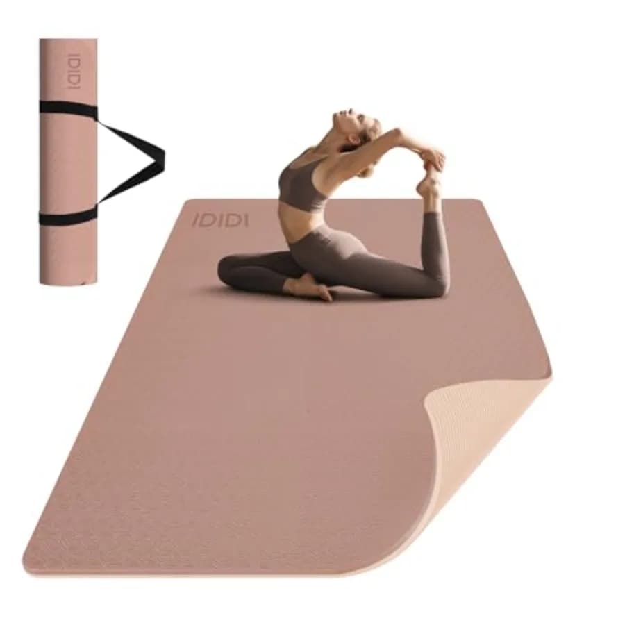 Extra Largo 8mm Thickness Yoga Mat, 6x4 Feet, POE Anti-slip, for Home Training, Ecological, Big Fitness Mat Black