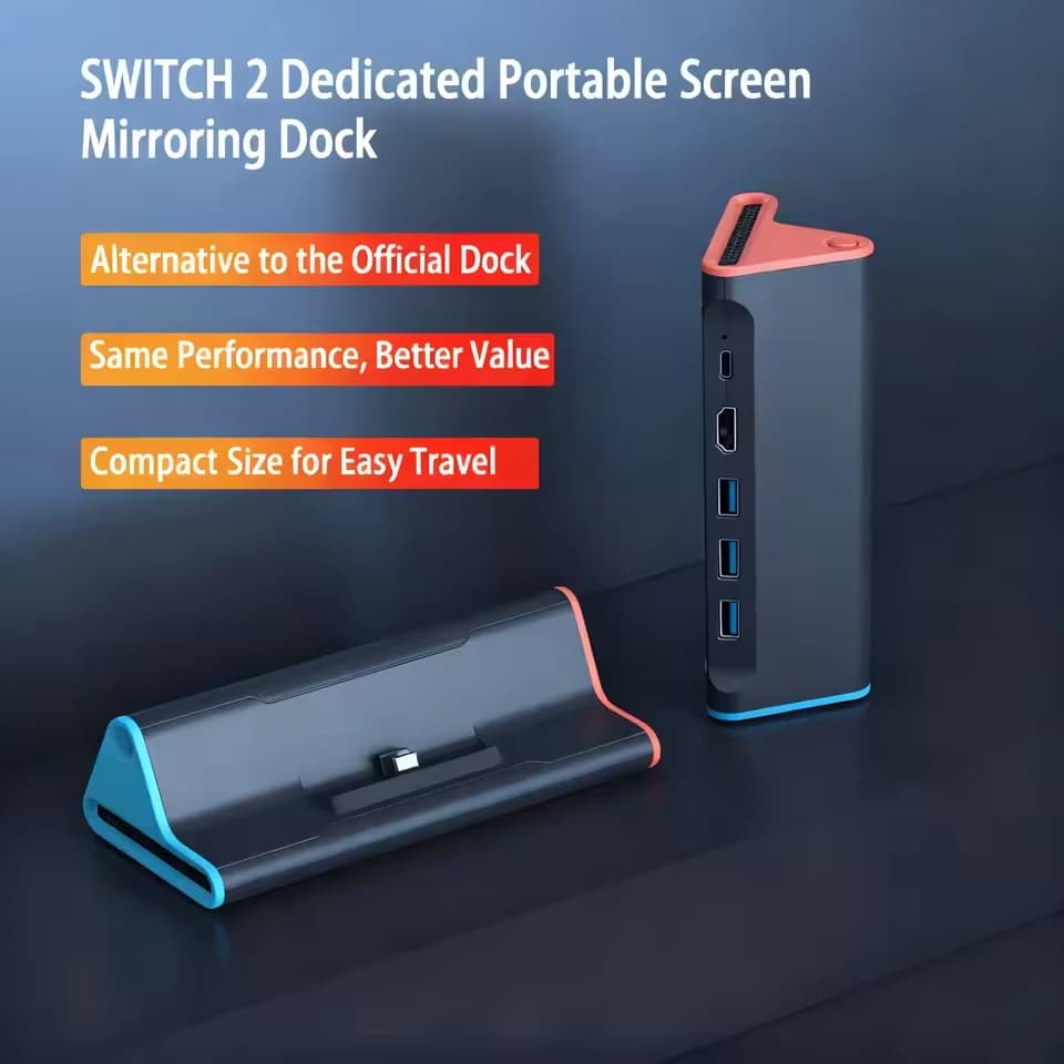 Per Switch 2 TV Docking Station Console di gioco Dock di ricarica Base con porta HDMI/Tipo C/USB per NS Switch 2 Accessori di gioco