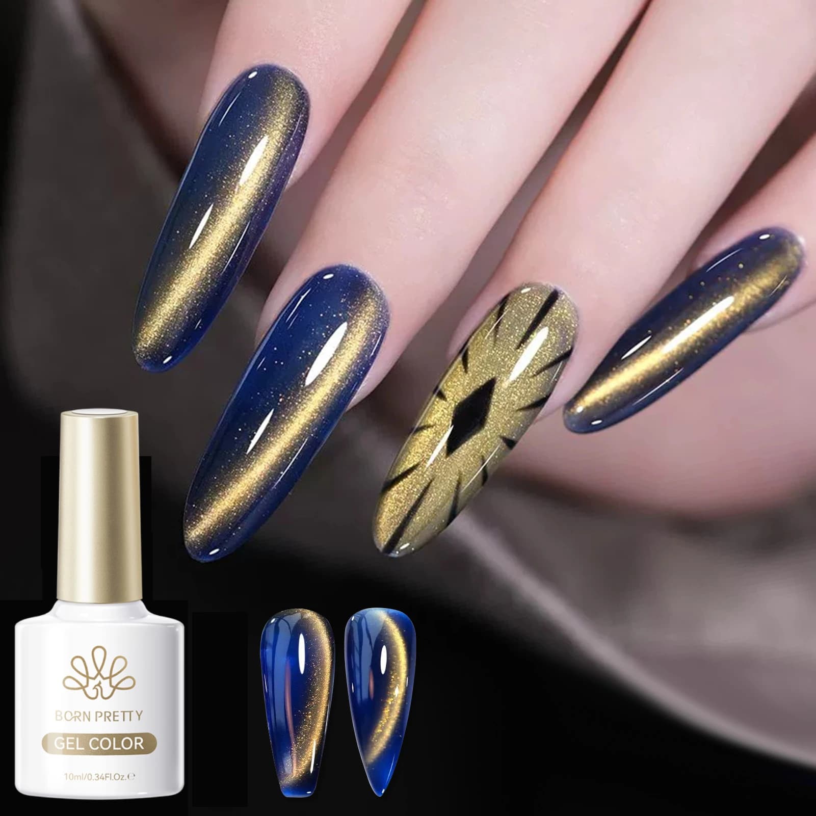 BORN PRETTY Smalto Gel Magnetico Effetto Occhio di Gatto Golden Sunset Gaze 10ml, Brillantezza Scintillante, Smalto UV Semipermanente, Forniture per Unghie, Gel a Lunga Durata