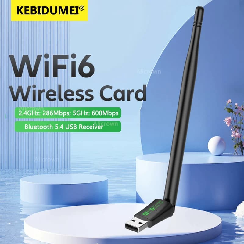Adattatore USB WiFi6 Bluetooth 5.4 da 900 Mbps Antenna 5dBi Scheda di rete Dongle 2in1 Ricevitore di segnale Wlan 2.4G e 5GHz per driver PC gratuito