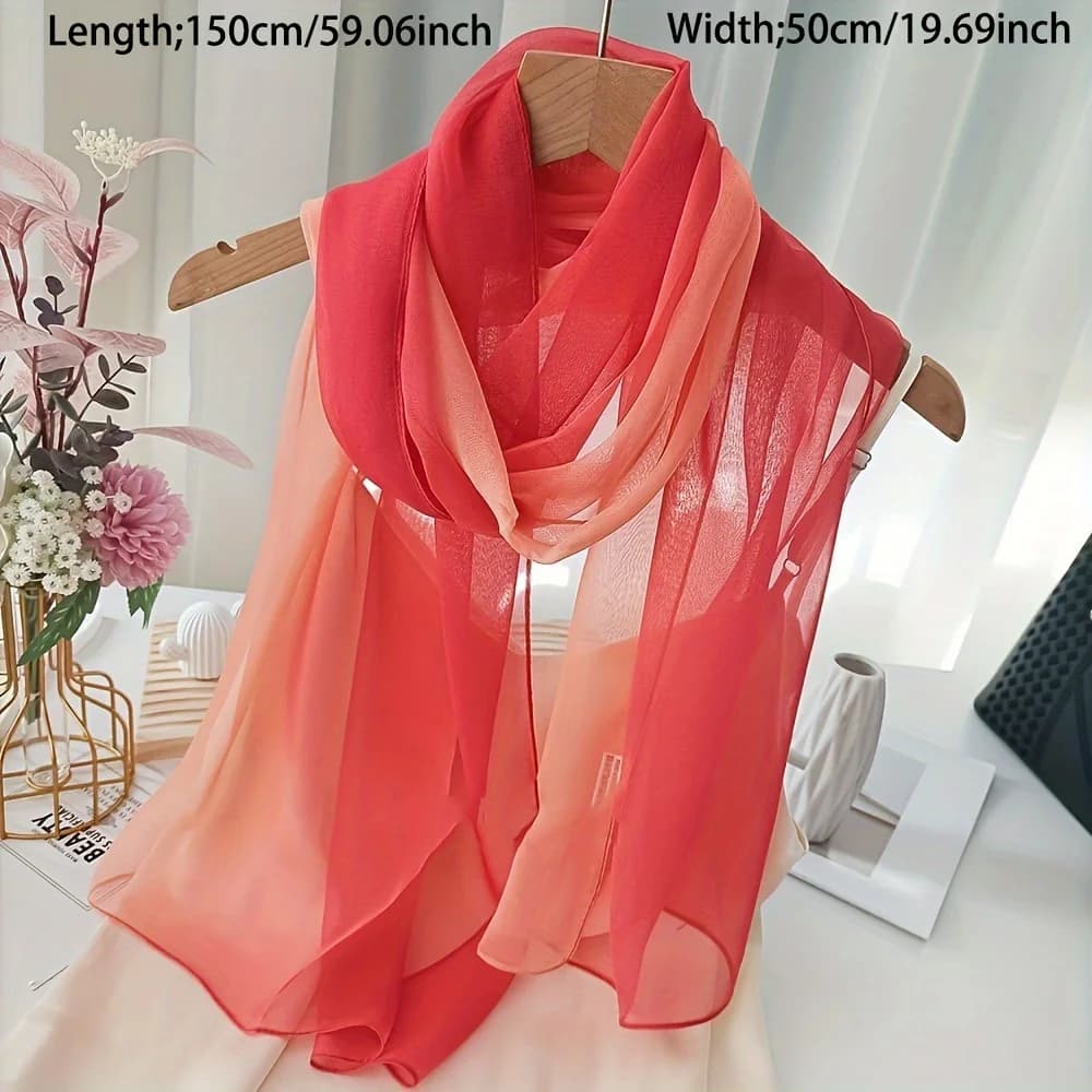Sfumatura di colore Stampa Design Sciarpa di seta da donna Scialle Elegante Foulard Conviniente Fasciatura Hijab Sciarpe avvolgenti musulmane in chiffon