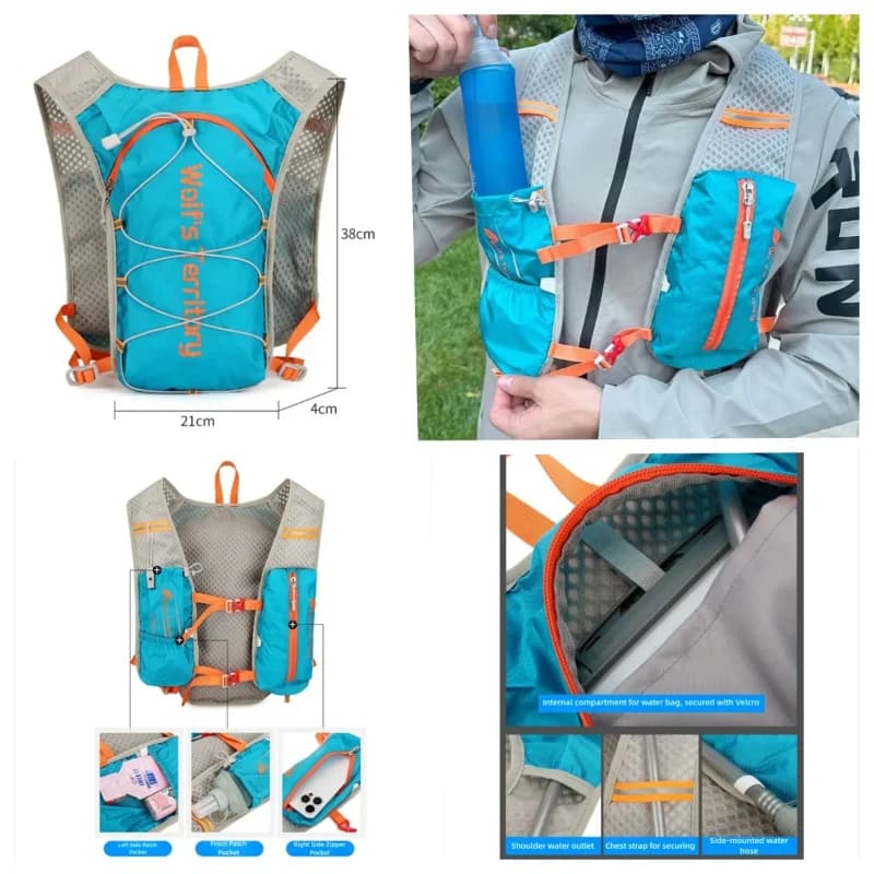 Giacca Zaino Outdoor Trail Running Gilet idratante Zaino Traspirante Portatile Leggero per ciclismo Corsa Borsa da palestra Zaino