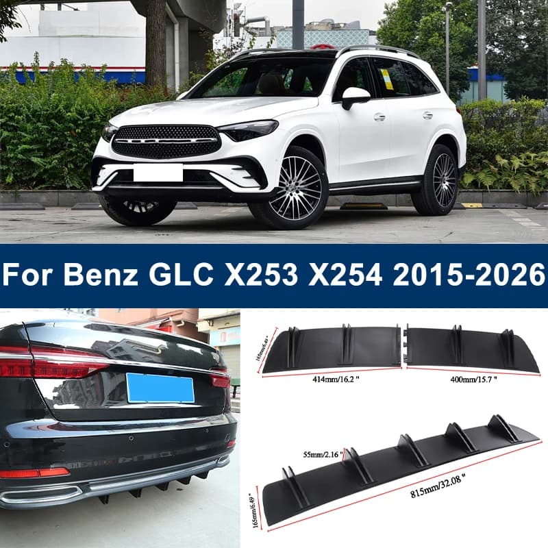 Diffusore Posteriore a 2 Segmenti a Pinna di Squalo per Mercedes Benz GLC X253 X254 2015-2026, Splitter Labbro Paraurti Posteriore, Spoiler Sottoscocca, Parte Tuning