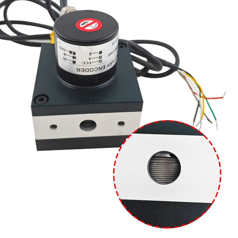 E38S Encoder a fune 600/1000PPR 5-24V Lunghezza linea 500-2000mm Uscita NPN Alimentatore ingresso 5-24V