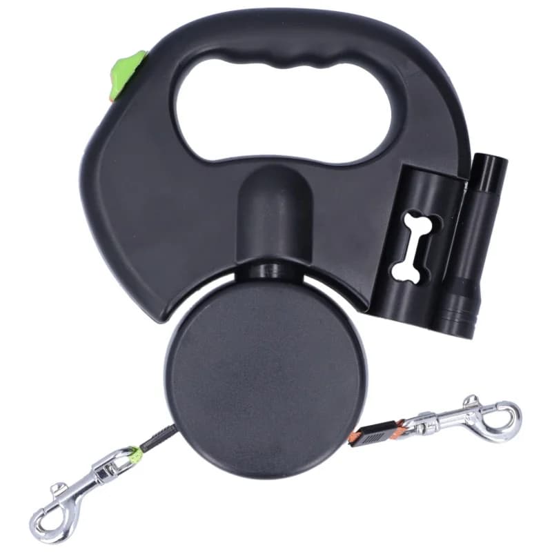 Guinzaglio Automatico Retrattile per Cani 2 in 1 con Torcia e Dispenser Sacchetti
