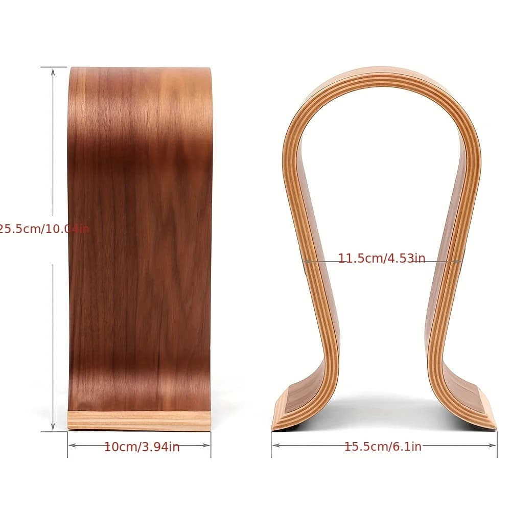 U-Shaped Wooden Headphone Stand, The Headset Stand, Wooden Headphone Stand desktop Headphone Display Stand