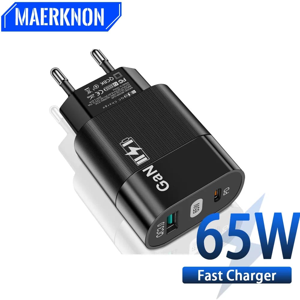 Caricabatterie USB tipo C GaN 65W caricabatterie per cellulare QC 3.0 a ricarica rapida per iphone Xiaomi 13 Pro adattatore universale portatile Huawei