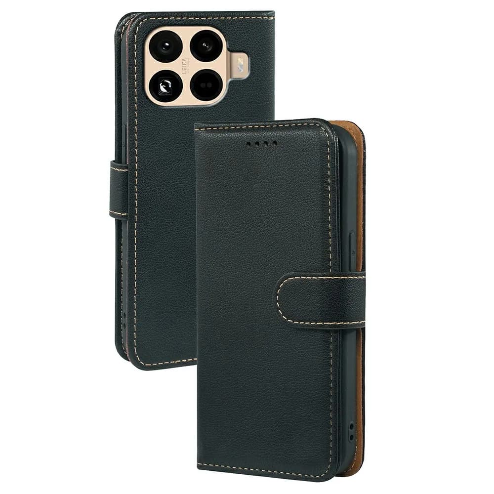 For Xiaomi 17T Pro Case RFID Blocking Wallet Litchi Texture Leather Phone Cover Magnetic Clasp - Black