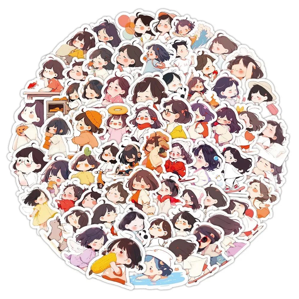 Set di adesivi stile ragazza pigra da 103 pezzi - Simpatiche decalcomanie estetiche per diario, bottiglia d'acqua e decorazioni per laptop BulingBulingStickers Store