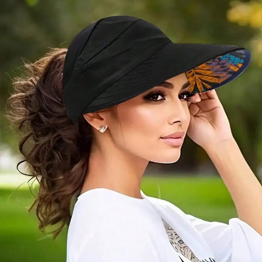 Bohemian Style Baseball Cap Design, Fashionable Wide Brim Ponytail Hat With Face Shield, Breathable, Suitable For Summer Outdoor Activities, Weddings, And Casual Wear, Party, Sun Protection Hat, Available In Three Colors
