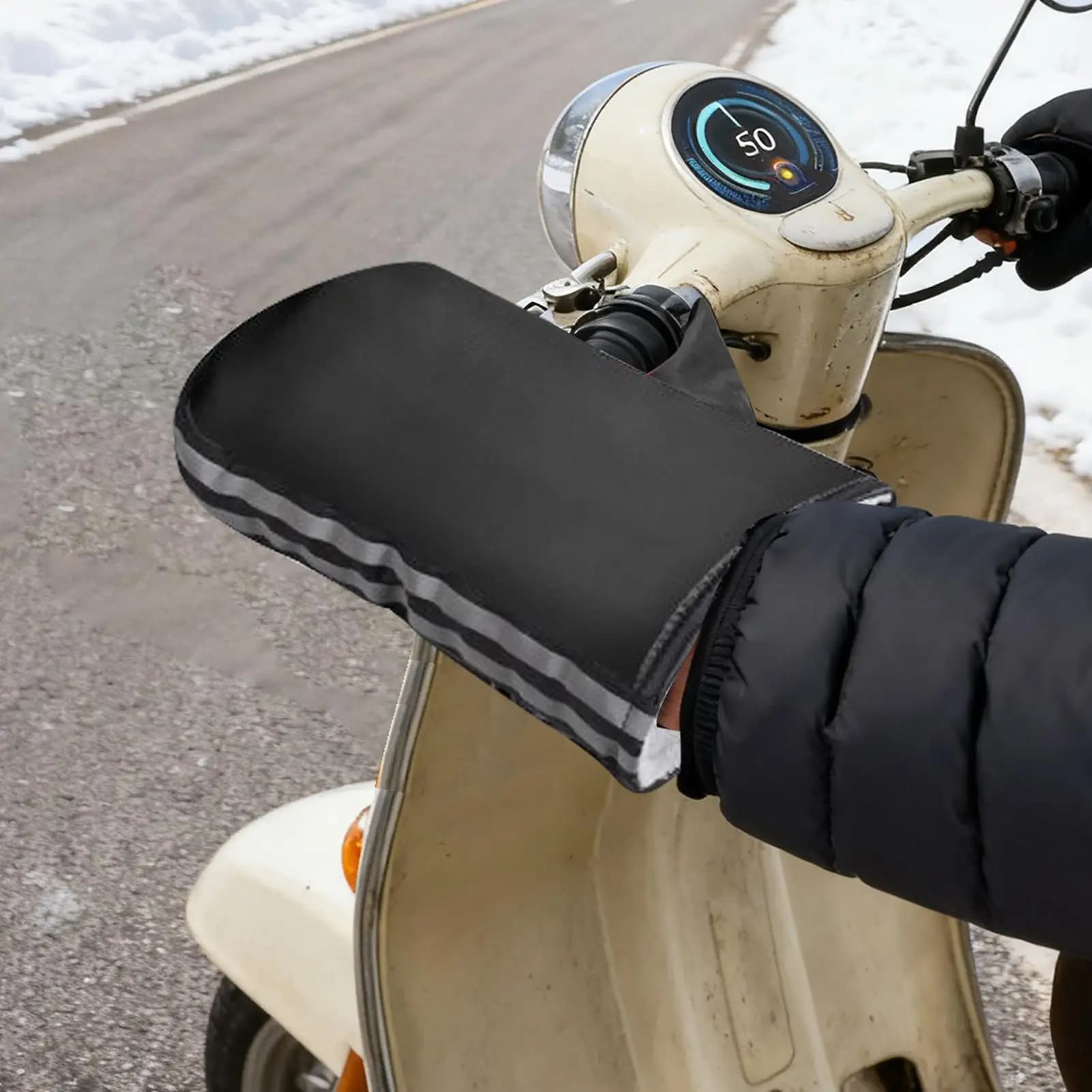 Guanti da manubrio moto riflettenti impermeabili antivento caldo freddo in pelle moto da strada mountain bike invernali