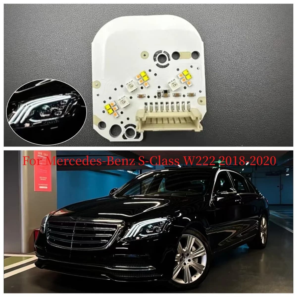 Luci Angel Eyes Bianche per Mercedes-Benz Classe S W222 2018-2020, Sostituzione Fari LED, Scheda Circuito DRL, Scheda Circuito Ballast