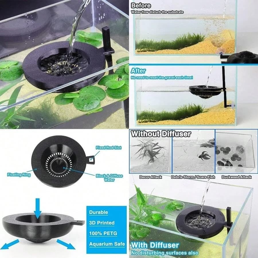 【Nuovo Stile】Regolatore di flusso d'acqua per acquario Betta, diffusore per il cambio dell'acqua, accesso efficiente per il riempimento dell'acqua dell'acquario