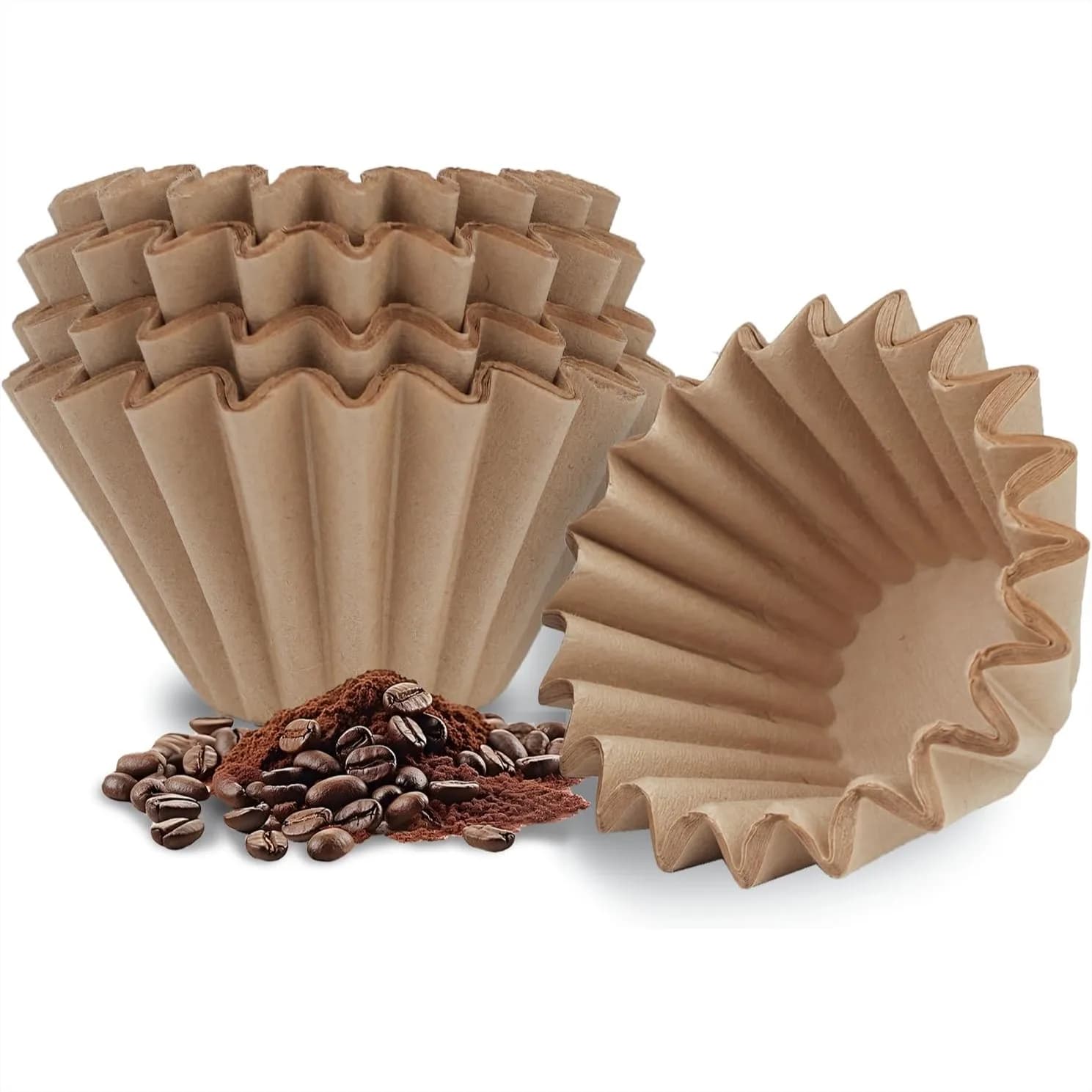 Disposable Small Coffee Filters 100PCS Unbleached Basket Paper Filter for Ninja Pods & Grounds Single-Serve Coffee Maker, Kalita