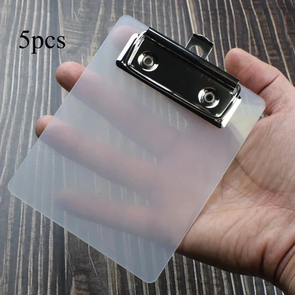 5 pezzi mini portablocco trasparente piccolo cartella di file organizzatore porta carta da lettere clip board cancelleria materiale scolastico per ufficio