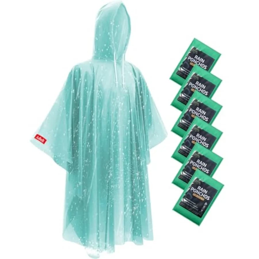 Poncho Impermeabile Hitituto per Adulti - Poncho di Emergenza Extra Lungo con Cappuccio, Confezione Famiglia da 6/12/24, Kit di Sopravvivenza Domestica