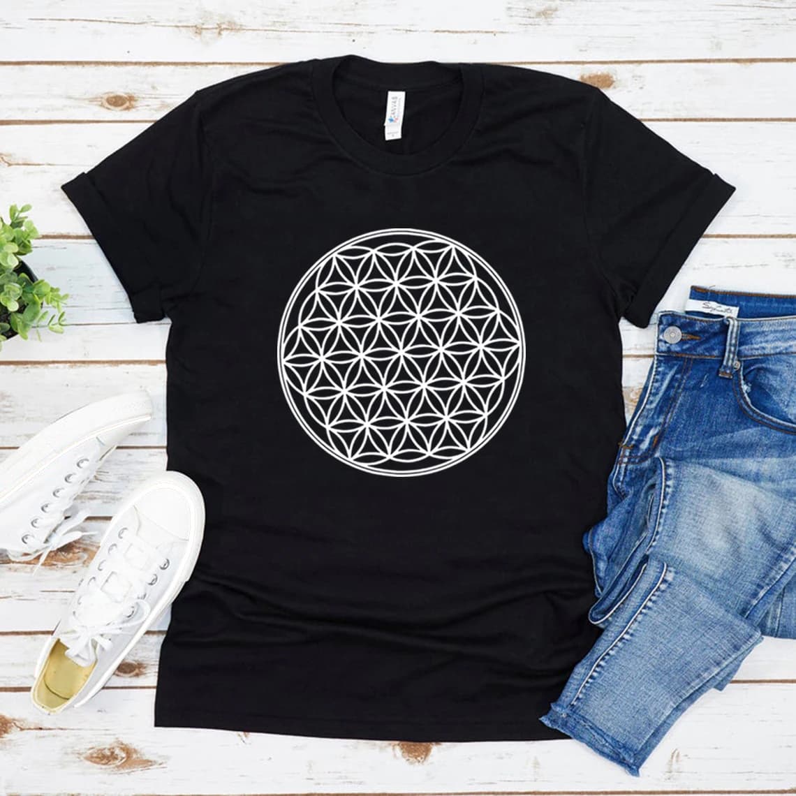 T-shirt Seed of Life T-shirt Flower of Life T-shirt Floral T-shirt Unisex Short sleeve T-shirt Man Woman Casual Top Tee