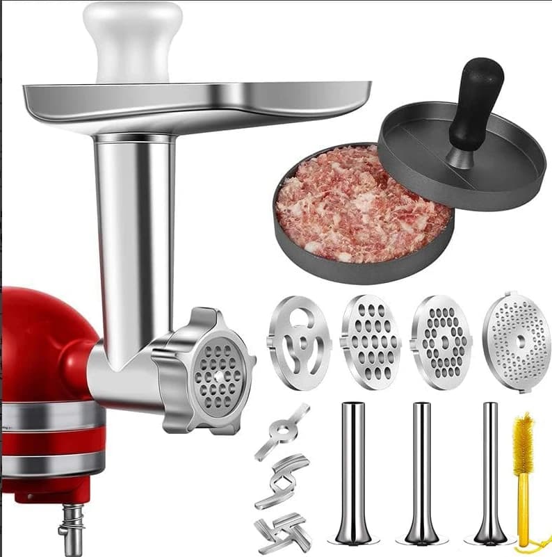 Metal food grinder accessory for tritacarne kitchen robots, sausage filler, great attack for KitchenAid 2024