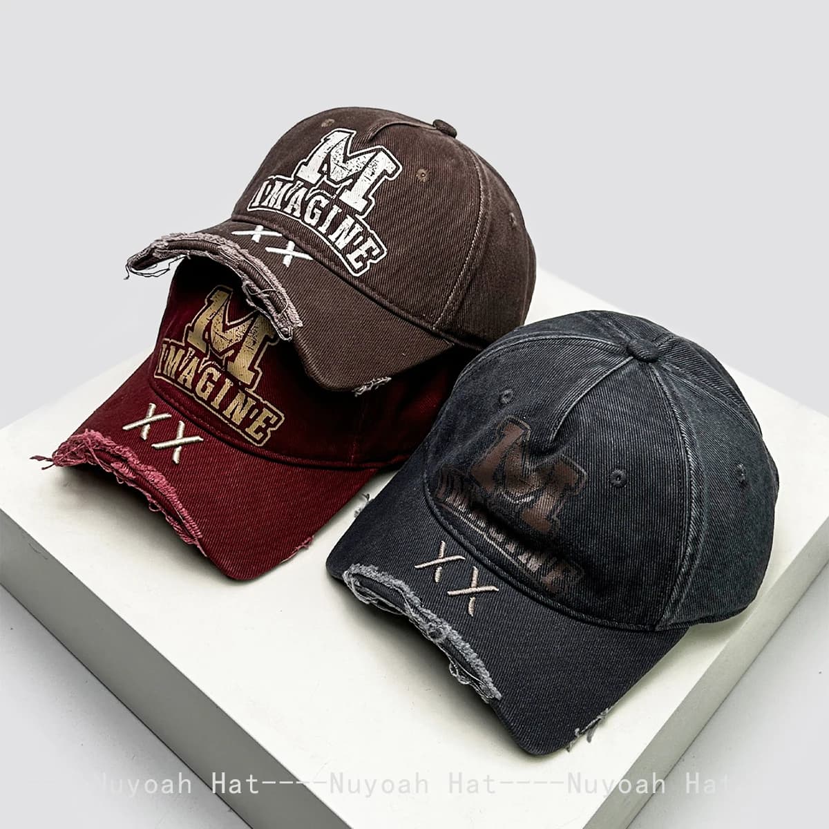 Retro Broken Style Printed M Letters Baseball Hats Sunshade Broken Eave New Men Women Versatile Street Fashion Peaked Caps Niche