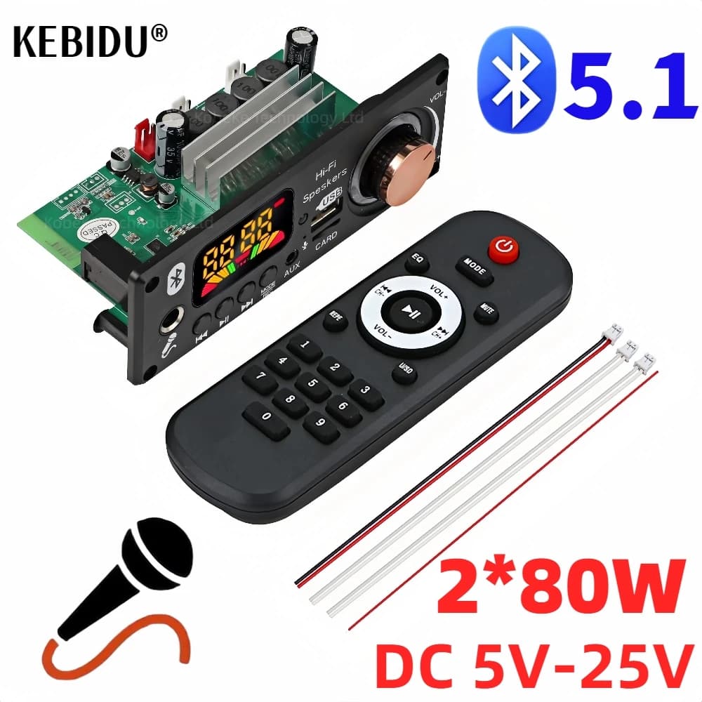 160W FAI DA TE Casa Amplificatore Digitale MP3 Scheda di Decodifica 12V 80W Audio Bluetooth 5.1 FM Per Auto Musica Subwoofer Altoparlanti Controllo Del Volume