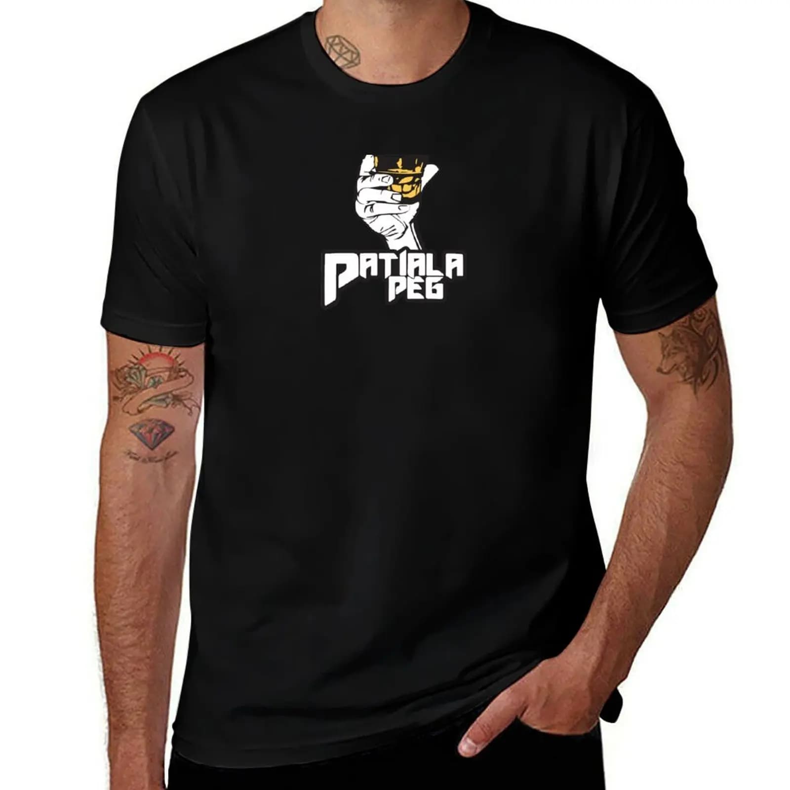 T-shirt Patiala Peg, T-shirt con motivi della cultura pop punjabi, maglietta basic per outfit quotidiano