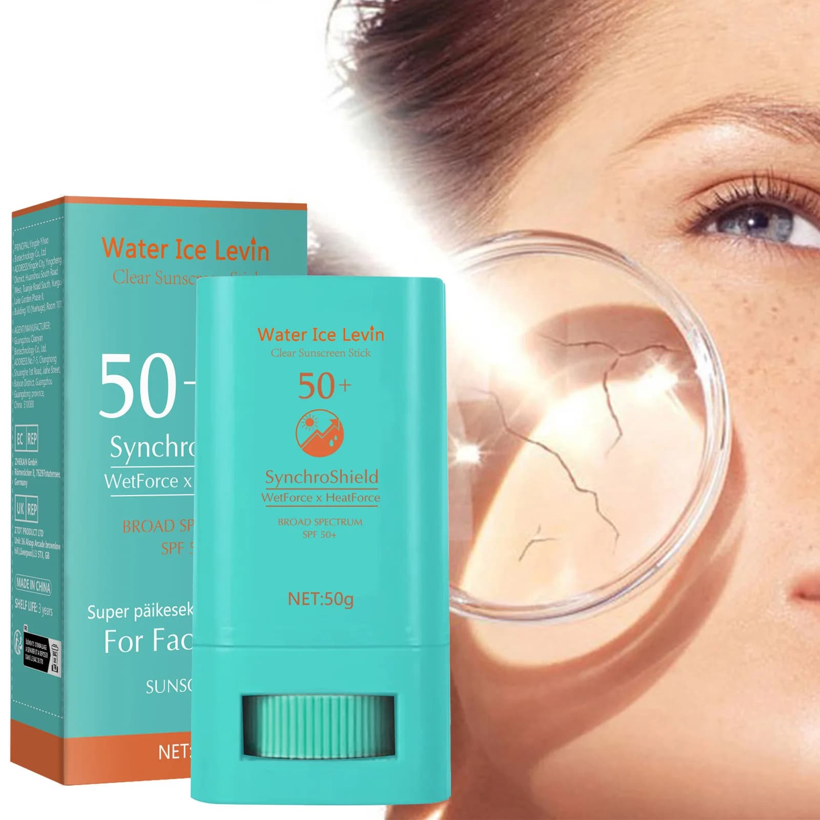 Stick Solare Trasparente SPF 50+ ad Ampio Spettro con Aloe Vera e Olio di Jojoba, Protezione UV per Viso e Corpo