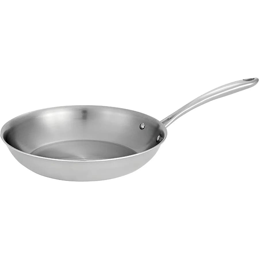 Versatile 10-Inch Tri-Ply Clad Fry Pan for Even Cooking and Easy Cleanup - Ideal for Searing Sauteing and Frying