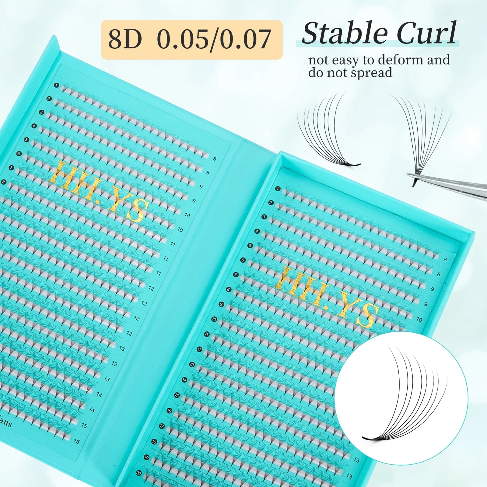 800 8D fans 0.05/0.07 Radici Base Sottile Ventole Premade Lash Gambo Medio Sharp Base Toe Winds Volume Premade Extensions