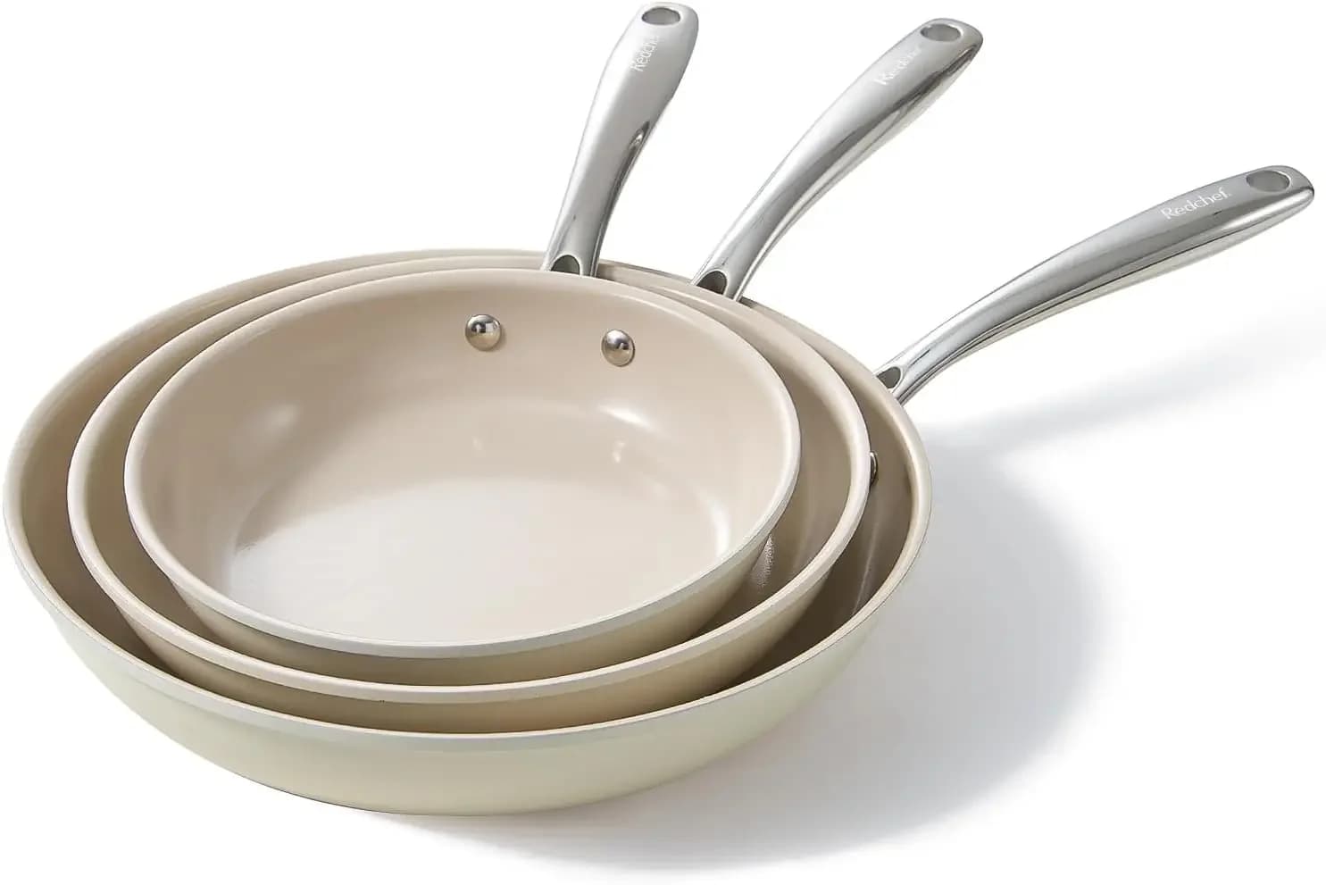 Set di Padelle Antiaderenti, Padelle in Ceramica, Pentole Non Tossiche per Cucinare, Set di Padelle in Ceramica da 8, 9.5, 11 Pollici Senza PFAS, PTFE e PFOA