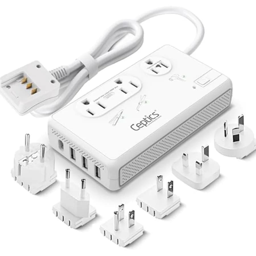 Convertitore di Tensione da Viaggio 2000W per Asciugacapelli e 200W per Convertire da 220V a 110V per Piastra e Ferro Arricciacapelli, Caricabatterie Step-Down