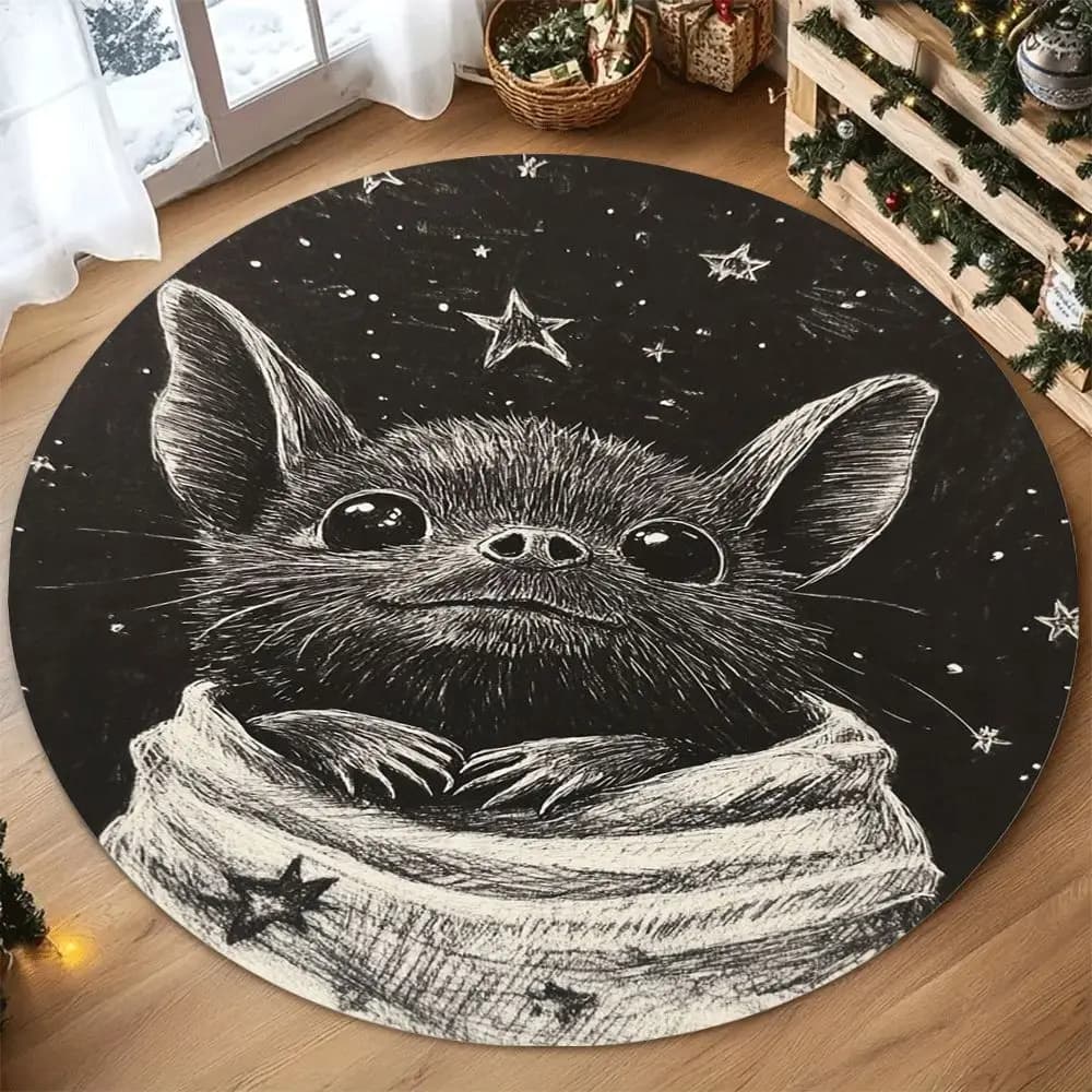 Tappeto in flanella stampato Baby Yoda, design schizzo bianco e nero, decorazione pop culture, tappetino morbido per cameretta bambini, soggiorno e spazi per fan.