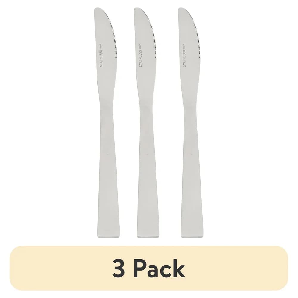 Set of 3 stainless steel table knives, ergonomic design, durable kitchen utensils, perfect for everyday use, home opening gift