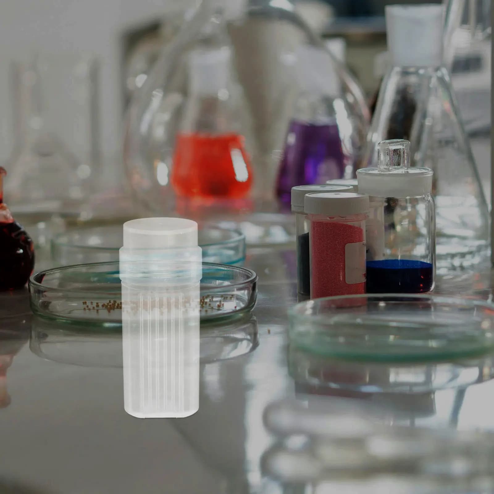 Contenitore Circolare per Colorazioni con Scatola di Stoccaggio in Plastica per 5 Vetrini Patologici, Clip per Spedizione, Vetrino per Microscopio