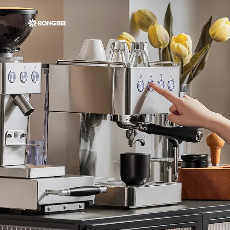 Express coffee maker with programmable function Aluminum housing Certificates GS and ROHS Plug USA/EU for camper use