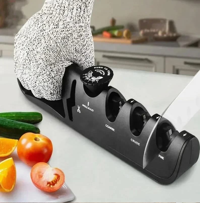 Kitchen sharpeners with precision adjustment to repair, restore shiny blades, scissors, grinder to sharpen knives