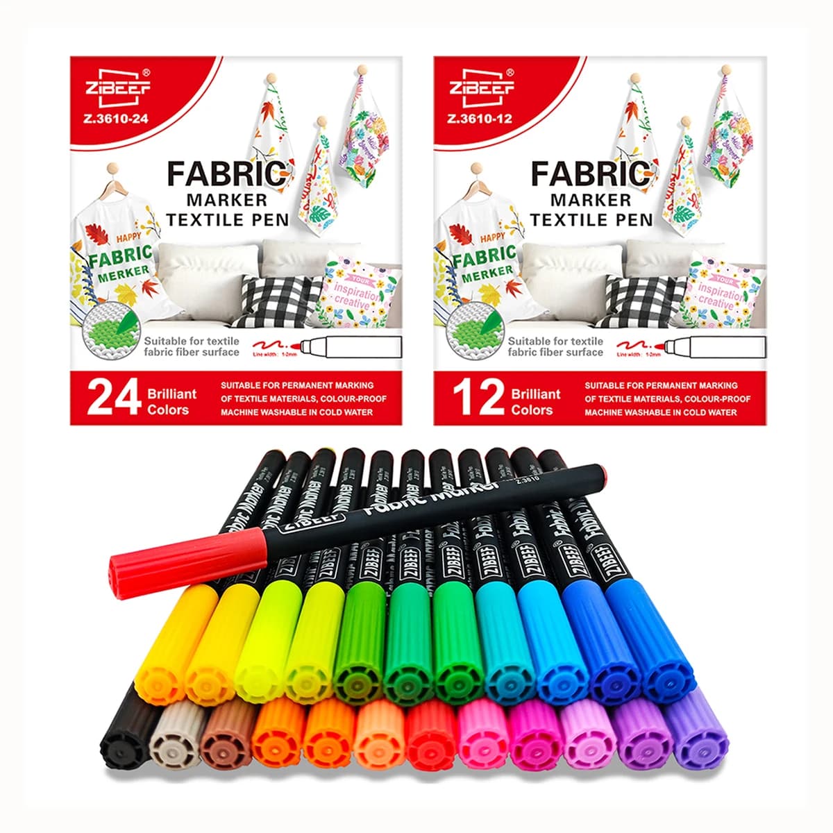 12/24 Colors Acrylic Paint Pens Markers,1-2MM Premium Acrylic Paint Markers Pens for Art Supplies Fabric Paint, Markers for Art