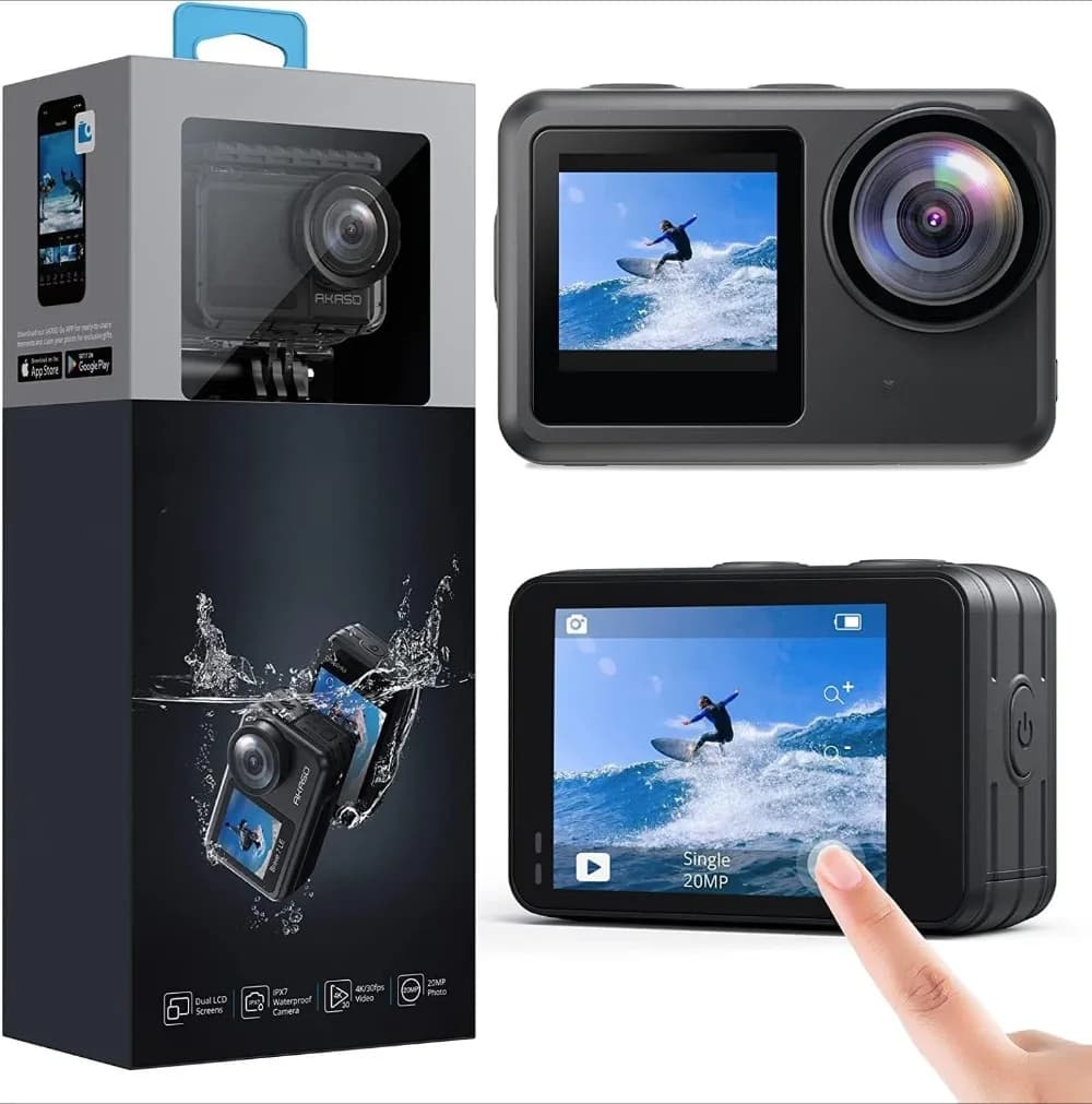 Shipping USA: Action Camera WiFi 4K30FPS, 20MP, Touch Screen, EIS 2.0, Waterproof up to 40m, 2 Batteries, External Microphone, Remote Control, for Vlog